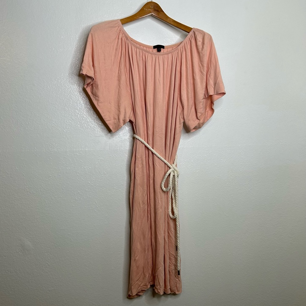 ATM Pink Modal Midi Length Tie Waist Dress S